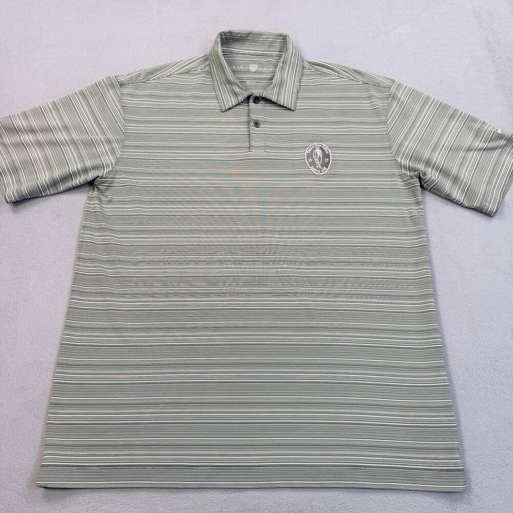 Nike Golf Polo Shirt Mens Large Green Stripe Donald Ross Course French Lick
